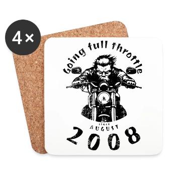 16. Geburtstag Going full throttle since 08/2008 - Untersetzer (4er-Set) - Weiß - Vorne