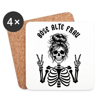 Böse alte Frau - Untersetzer (4er-Set) - Weiß - Vorne