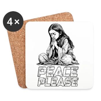 Peace Please - Beten für Frieden - Untersetzer (4er-Set) - Weiß - Vorne