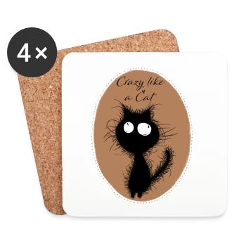 CrazyCat - Dessous de verre (lot de 4) - blanc - Devant