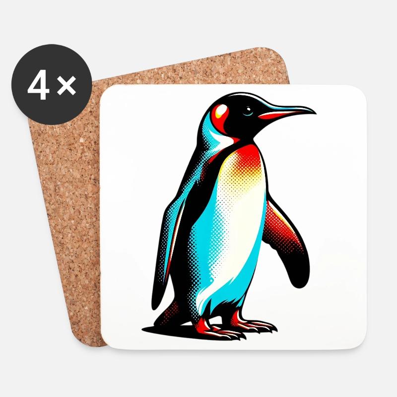 Pinguin - Untersetzer (4er-Set) - Weiß