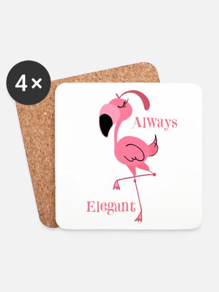 Flamingo - Untersetzer (4er-Set) - Weiß