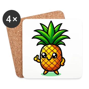 Ananas - Untersetzer (4er-Set) - Weiß - Vorne
