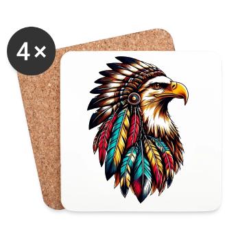 Aigle amérindien Peaux rouges américaines - Dessous de verre (lot de 4) - blanc - Devant