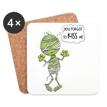 Frog Mummy Halloween You Forgot To Kiss Me - Coasters (set of 4) - white - Front
