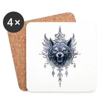 Mystischer Wolfskopf. - Untersetzer (4er-Set) - Weiß - Vorne
