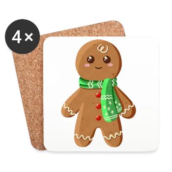 Mignon bonhomme en pain d’épice - Dessous de verre (lot de 4) - blanc - Devant