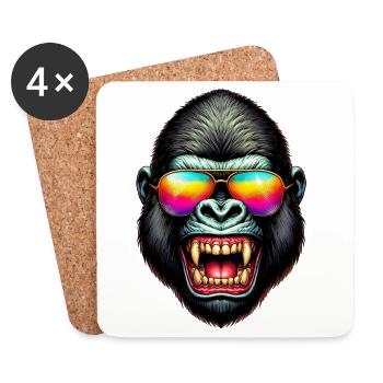 Gorilla - Untersetzer (4er-Set) - Weiß - Vorne