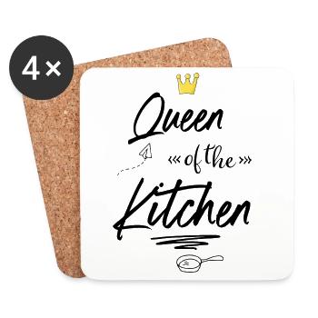 Tablier de cuisine amusant pour les femmes - Dessous de verre (lot de 4) - blanc - Devant