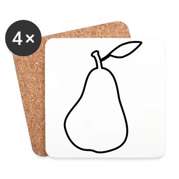 Silhouette Birne Pear Outline - Untersetzer (4er-Set) - Weiß - Vorne
