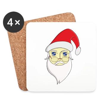 Frohe Weihnachten Weihnachtsmann - Untersetzer (4er-Set) - Weiß - Vorne