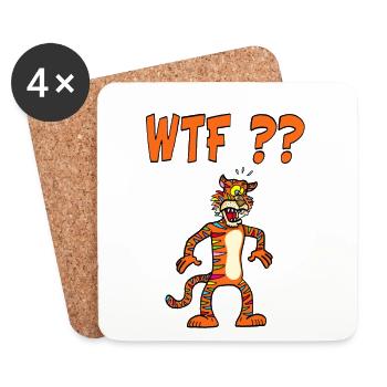 Mehrfarbiger Tiger - Untersetzer (4er-Set) - Weiß - Vorne