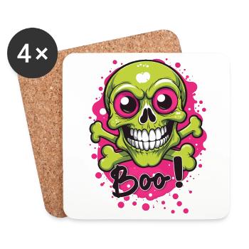 Lustig Halloween Lustig Lustig Lustig Kind Schädel - Untersetzer (4er-Set) - Weiß - Vorne