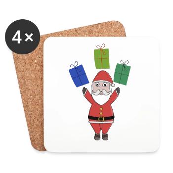Santa Claus giving you gifts - Coasters (set of 4) - white - Front