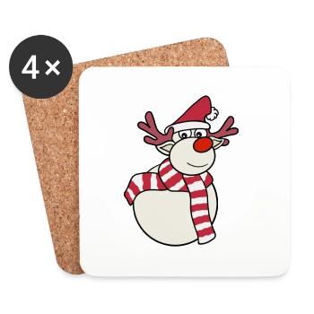 Reindeer Snowman - Coasters (set of 4) - white - Front