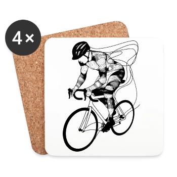 Radfahrer - Untersetzer (4er-Set) - Weiß - Vorne