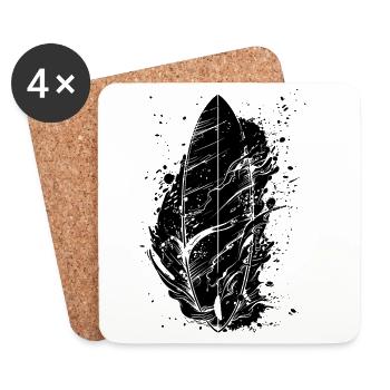 Planche de surf Graffiti - Dessous de verre (lot de 4) - blanc - Devant