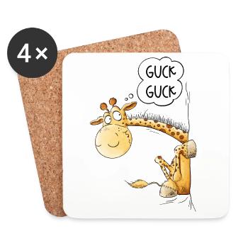 Guck Guck Giraffe I Wildtier Tiermotiv - Untersetzer (4er-Set) - Weiß - Vorne
