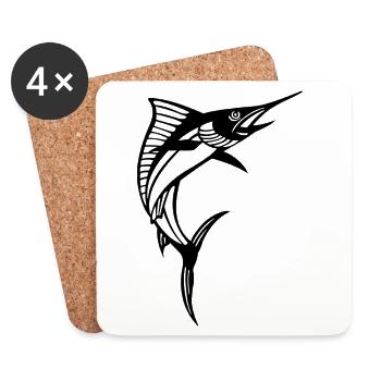 Espadon noir - Dessous de verre (lot de 4) - blanc - Devant