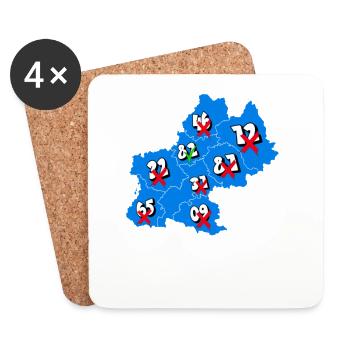 Midi-Pyrénées Region - Untersetzer (4er-Set) - Weiß - Vorne