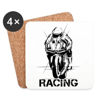 Racing Motorcycle Superbike Biker Motorsport Symbol - Coasters (set of 4) - white - Front