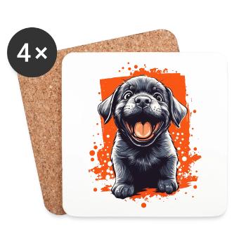 Labrador chiot chien drôle chiens - Dessous de verre (lot de 4) - blanc - Devant