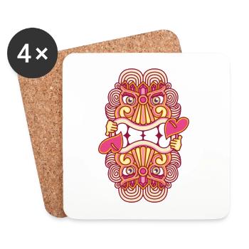 Tiki Queen Rouge - Anthurium - Dessous de verre (lot de 4) - blanc - Devant