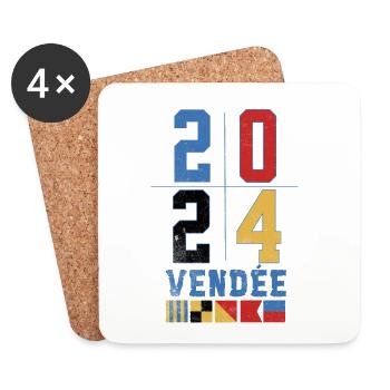 Design régate globe Année 2024 Vendée  - Dessous de verre (lot de 4) - blanc - Devant