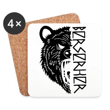 Black Bear Warrior - Coasters (set of 4) - white - Front