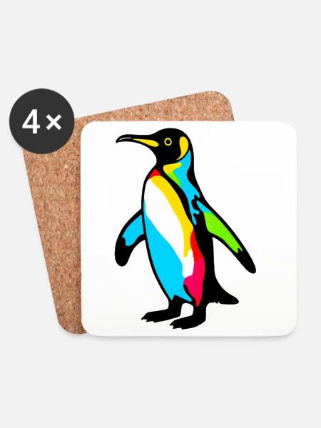 Pinguin - Untersetzer (4er-Set) - Weiß