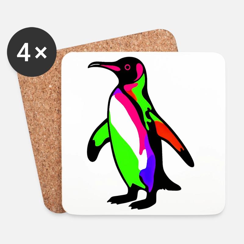 Pinguin - Untersetzer (4er-Set) - Weiß