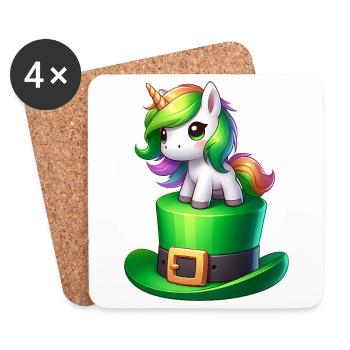 Süßes Einhorn St. Patrick's Day Kleeblatt - Untersetzer (4er-Set) - Weiß - Vorne