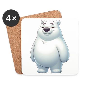 Mignon ours polaire dessin animé Heureux Détendu - Dessous de verre (lot de 4) - blanc - Devant