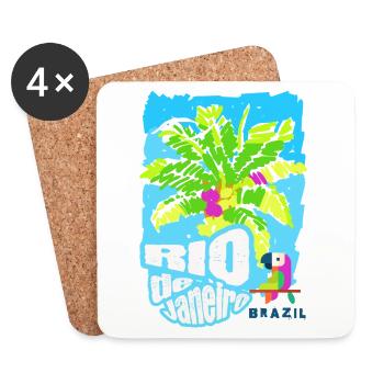 Palmiers Colorés Rio de Janeiro, Brésil - Dessous de verre (lot de 4) - blanc - Devant