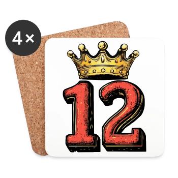 12 Zahl Krone - Untersetzer (4er-Set) - Weiß - Vorne