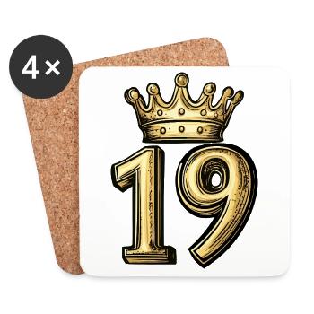19 Zahl Krone - Untersetzer (4er-Set) - Weiß - Vorne