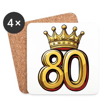 80 Zahl Krone - Untersetzer (4er-Set) - Weiß - Vorne