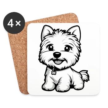 West Highland Terrier Hund Niedlich - Untersetzer (4er-Set) - Weiß - Vorne