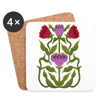 Artful floral ornaments - Coasters (set of 4) - white - Front