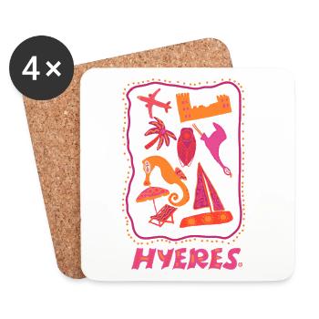 Mish-mash Hyères the palm trees travel France - Coasters (set of 4) - white - Front