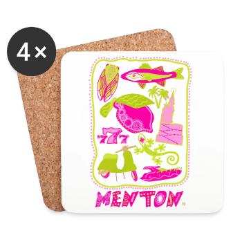 Chin Pop Art - Sommer Bunte Illustration - Untersetzer (4er-Set) - Weiß - Vorne