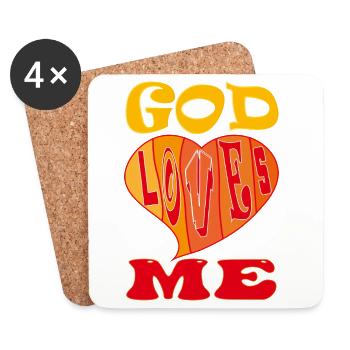 God Loves Me - Coasters (set of 4) - white - Front