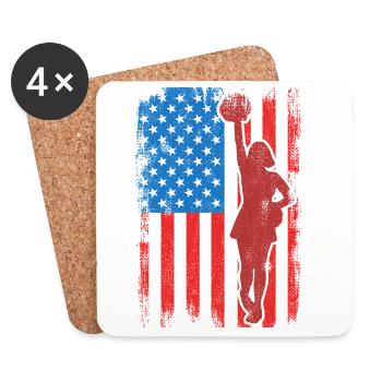 USA Patriotische Cheerleaderin - Untersetzer (4er-Set) - Weiß - Vorne