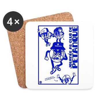 Journée au club de pétanque - style sud - Dessous de verre (lot de 4) - blanc - Devant