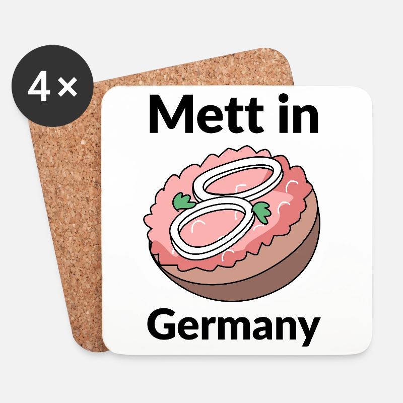 Mett in Germany - Untersetzer (4er-Set) - Weiß
