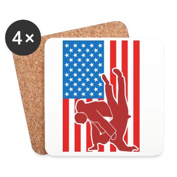 Patriotic Judo Fighter - Coasters (set of 4) - white - Front