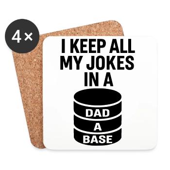 Dad-A-Base - Conception de blagues de papa pour les papas nerds - Dessous de verre (lot de 4) - blanc - Devant