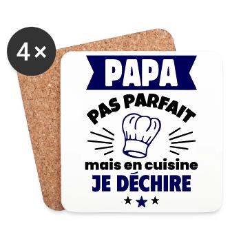 Papa pas parfait, mais en cuisine je déchire - Dessous de verre (lot de 4) - blanc - Devant