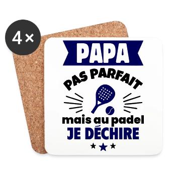 Papa pas parfait, mais au padel je déchire - Dessous de verre (lot de 4) - blanc - Devant