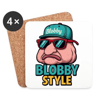 Blobby Style Cartoon Tee - Untersetzer (4er-Set) - Weiß - Vorne